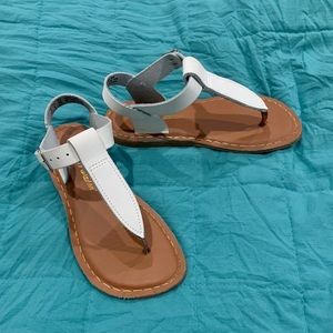 SALT WATER SANDALS BY HOY. WHITE LEATHER SIZE 13